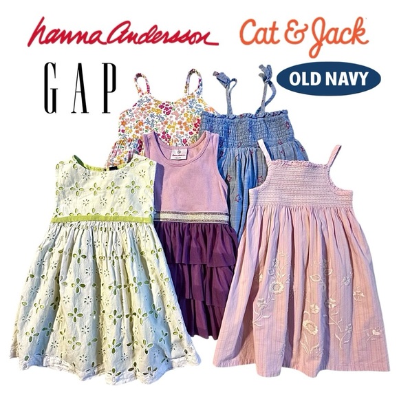 5-pc Summer Dress Bundle Gap Old Navy Cat & Jack Hanna Andersson Smock Girl 3 3T - Picture 1 of 16